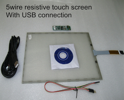 Kundenspezifisches Fingerspitzentablett Tft widerstrebendes TP-Glas mit USB-Kabel und Draht 5